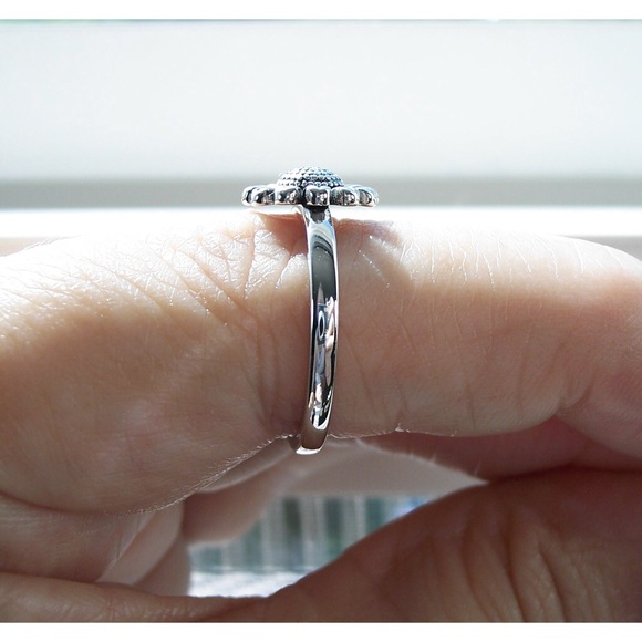 925 STERLING SILVER Dainty Little Sunflower Ring - Picture 6 of 16